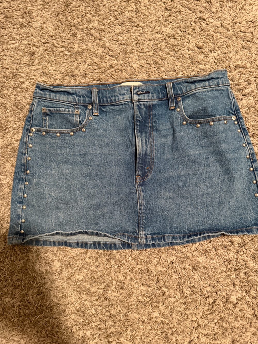 Abercrombie & Fitch Light Blue Denim Mini Skirt with Silver Studs